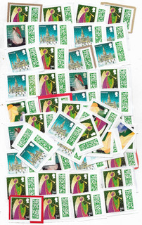 2580] 50 Unfranked GB barcoded 2nd class Christmas stamps on paper