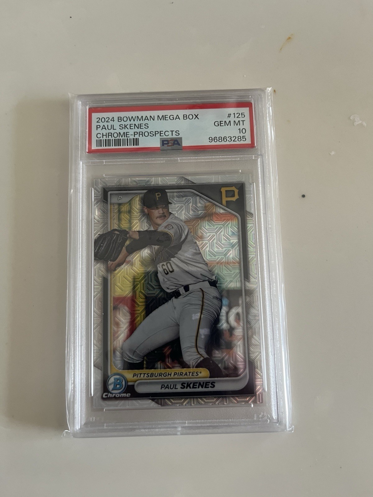2024 Bowman Mega Box Paul Skenes Chrome Prospects #125 Pirates PSA 10 view 1
