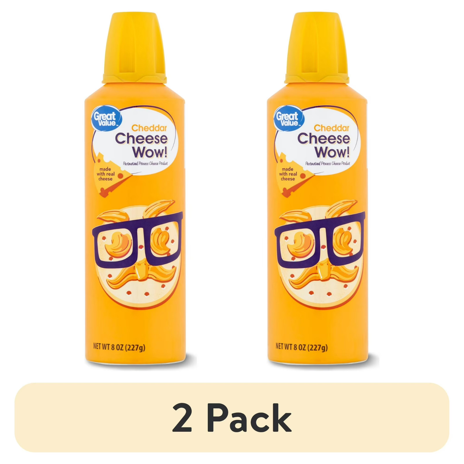 (2 pack) Great Value Cheese Wow! Spray Cheese, Cheddar, 8 oz...