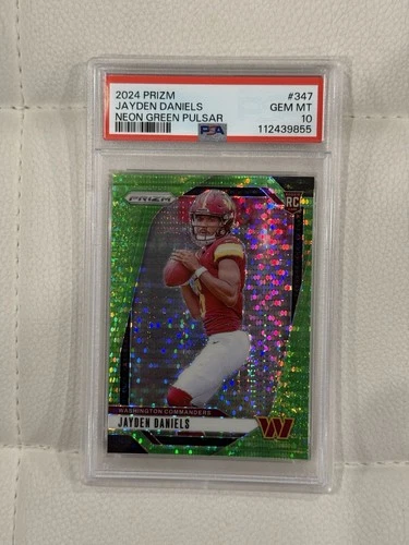 2024 Panini Prizm - Rookies Jayden Daniels #347 Neon Green Pulsar Prizm (RC)