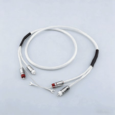 HiFi Turntable RCA Cable 8N OCC Signal Interconnect Cable Cord with Ground Wire