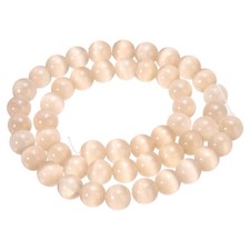48pcs Light Champagne Cat's Eye Stone Beads 8mm Round Crystal Loose Bead,