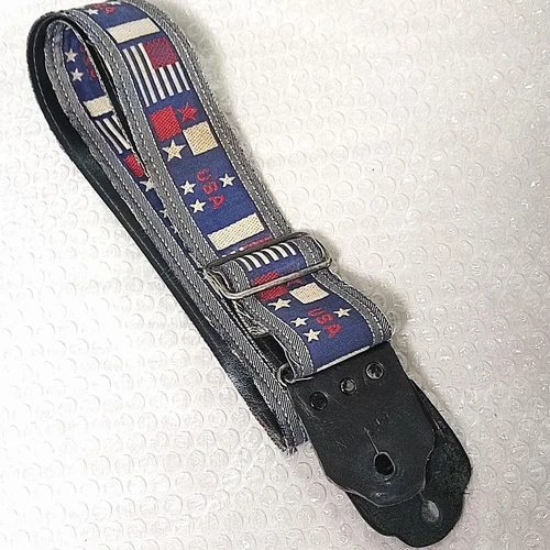 Gibson USA Vintage Black Leather Adjustable Guitar Strap Used