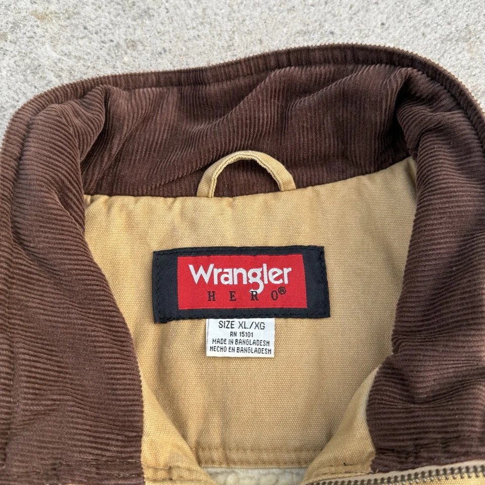 Chaleco de Lona Wrangler Hero Marrón Pana Borde Sherpa Forro Talla XL Foto 3 de 4