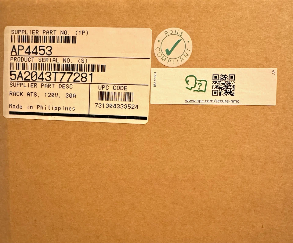APC AP4453 2U Rack ATS 120V 30A L5-30P PDU Automatic Transfer Switch New Sealed - Image 2 of 2