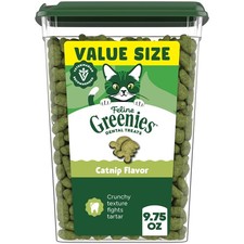Catnip Flavored Dental Treats for Cats, Teeth Cleaning Chews, 9.75 oz Tub