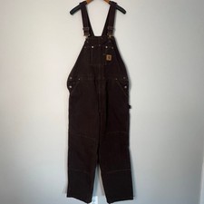 Carhartt R27 DKB Duck Bib Overalls Mens 42x32 Brown Double Knee Workwear Cargo
