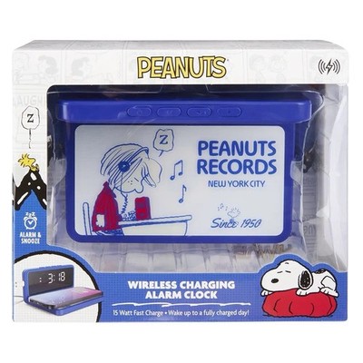 Peanuts Snoopy Wireless Charging Alarm Snooze Clock 15W Fast Charge Blue New