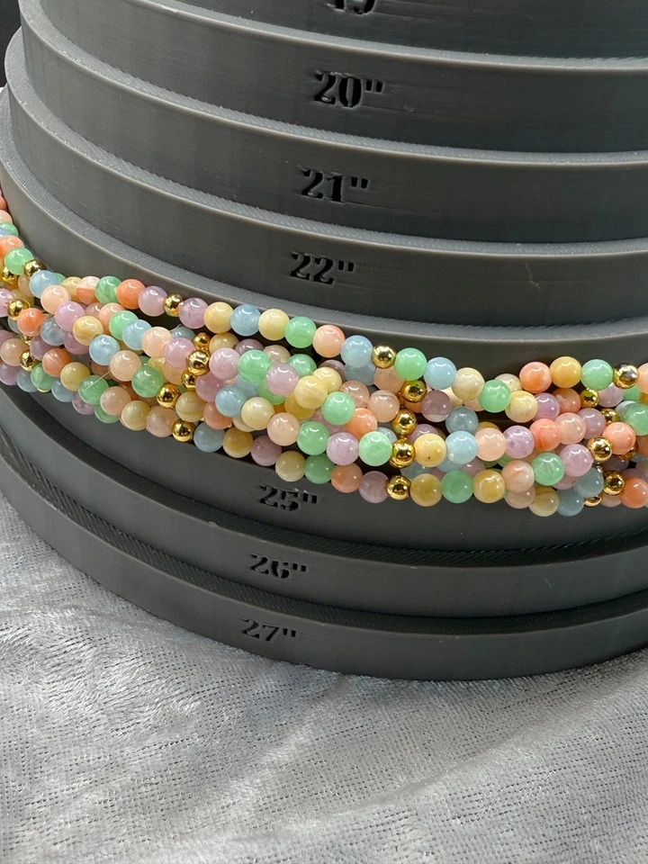 "Juego de pendientes collar vintage cuentas pastel ligero Pascua primavera 25""" Foto 4 de 4