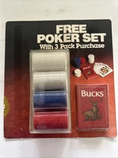 Vintage 1990 Bucks Card And Poker Chip Set 