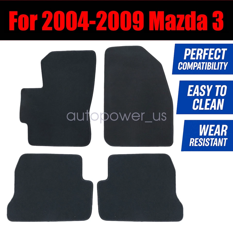 For 2004-2009 Mazda 3 Front & Rear Replacement Floor Mats Carpet Rugs Velour New - Image 3 of 4