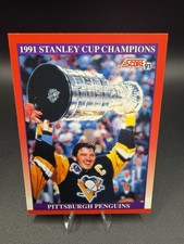 1991-92 Score Mario Lemieux #315 Stanley Cup Champions Pittsburgh Penguins HOF