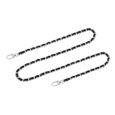 39" Purse Chain Strap with Buckles for Shoulder and Cross Body Black  Silver 