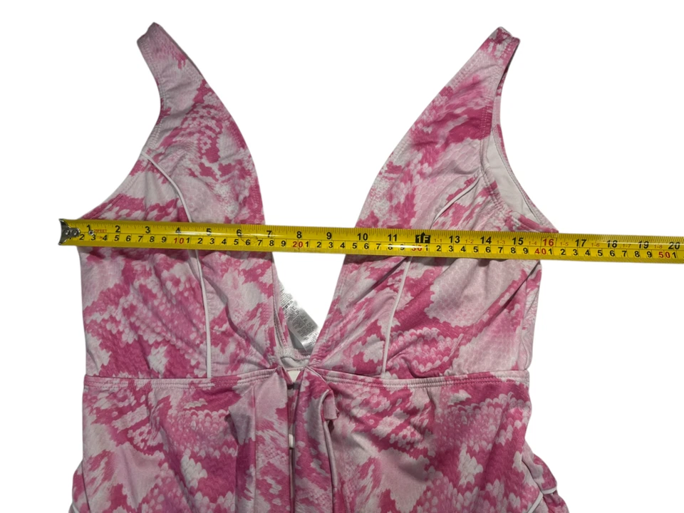 Купальник цельный женский ASOS с глубоким вырезом размер 12 змеиная кожа бассейн пляж круиз море - Изображение 3 из 4