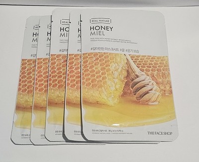 Avon Lot of 5 The Face Shop Real Nature Honey Miel Face Mask..New Sealed