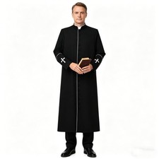 Mens Catholic Clergy Cassock Pastor Robe Preacher Cassock Men's Clergy Jacket