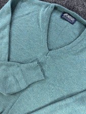 VTG Puritan V-Neck Sweater Teal Green Orlon Acrylic USA Made XL