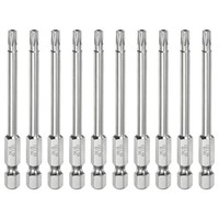 "10 StüCk T20 Sicherheits Torx Bit 1/4\" Sechskantschaft 3\" Lang S2 Stahl"