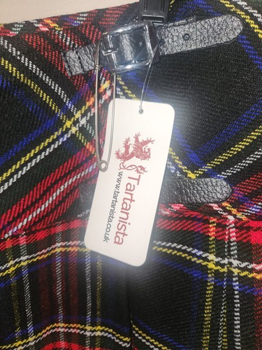 Womens Kilt Mini Skirt Size 20 Black Stewart Tartan NWT - Picture 2 of 6