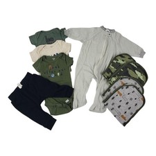 Gerber 3-6 Months Baby Boy Wilderness Onsies Footie Pajamas Birp Cloths Lot Of 9