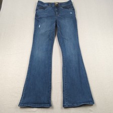 Democracy Jeans Womens 6 Blue Boot Cut Ab Technology Stretch Distressed