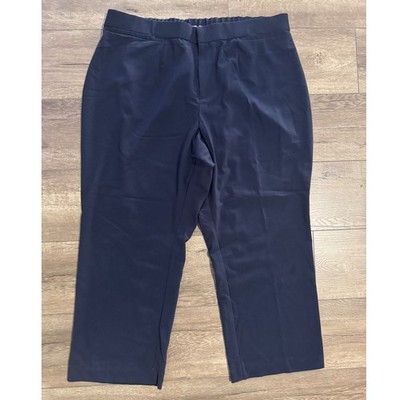 Catherines Rightfit Curvy Petite Women's Navy Blue Elastic Back Dress Pants 20WP