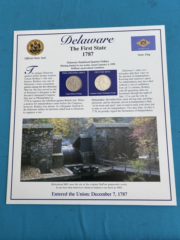 Delaware Quarter and Stamp Collector Page