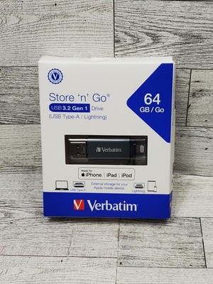 Verbatim 64GB Store  n  Go Dual USB 3.0 Flash Drive for Apple Lightning Devices