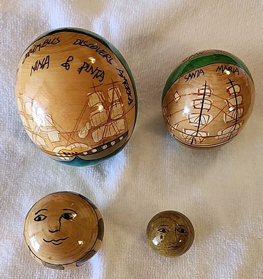 4 Piece Columbus Discovers America Nesting Balls Nina Pinta Santa Maria  