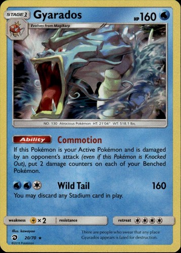 Gyarados Holo Rare Dragon Majesty 20/70 Water Pokemon Card