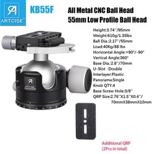 55mm Low Profile Ball Head Tripod Ball Head 88lbs /40kg With Lever Release Clamp