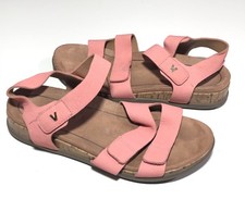 Vionic Colleen Nubuck Leather Strappy Sandals 6 Rose Pink Comfort Travel Casual