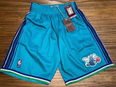 Mens Large Mitchell & Ness NBA Swingman Shorts Charlotte Hornets 99-00 Teal