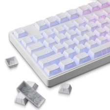 White Topographic PBT 97 Keycaps Set Fits 61/64/66/68/71/75/84/87 Keyboards