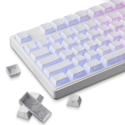 White Topographic PBT 97 Keycaps Set Fits 61/64/66/68/71/75/84/87 Keyboards