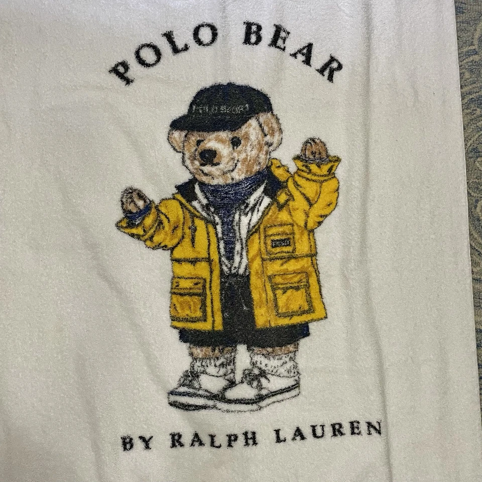 Toalla de baño Ralph Lauren Home Beach 60 X 35 blanco polo oso algodón de colección Preppy Foto 3 de 4