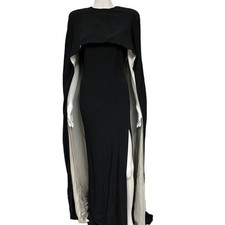 STELLA MCCARTNEY $3295 Black Cape Maxi Evening Dress Size 38