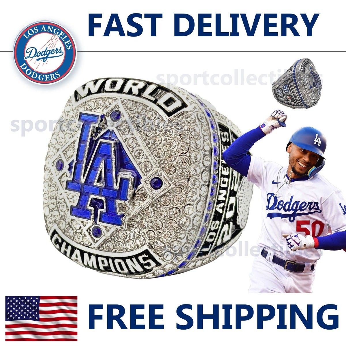 2025 LA Dodgers World Series Ring - BETTS #50 - Fan Gift - MLB