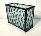 Metal wire box Glass Three Candle Tea Light Votive Holder Rectangle decor Rustic