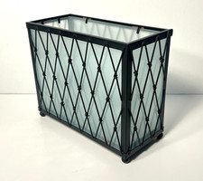 Metal wire box Glass Three Candle Tea Light Votive Holder Rectangle decor