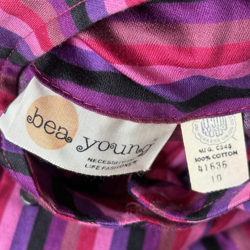Vintage 1950’s NOS Deadstock Fuchsia Pink Stripe Wiggle Dress w/ pockets XS - Picture 9 of 9