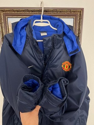Vintage Nike Manchester United Football Blue Padded Jacket Soccer