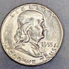 A BU Silver Ben Franklin Half Dollar from 1955  Part of an Uncirculated Roll!