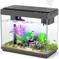 Smart Fish Tank Aquarium W/ LED Humidifier Temperature Display Easy Feeding US