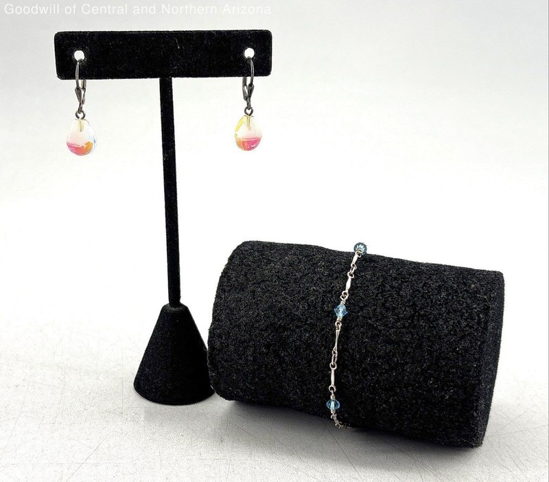925 Sterling Silver Borealis Jewelry w/ Bracelet, Earrings 4.4g