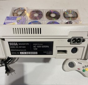 SEGA Saturn HST-3220 White Console Bundle w/ Controller, Cables, Action Replay