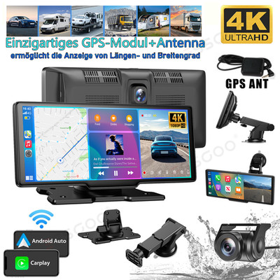 10.26-Zoll Apple Carplay Android Auto Display 4K Dashcam Vorne Rückfahrkamera