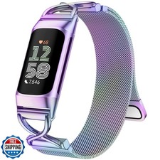 JKD Stylish Metal Bands Compatible with Fitbit Charge 6/Charge 5 Band Women M