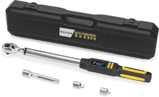 1/2" Digital Torque Wrench Set with (1/4", 3/8") Socket Adapters, Ext. Bar and P