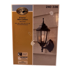 Hampton Bay Exterior Wall Lantern Black Outdoor Light 14.5" Beveled Glass